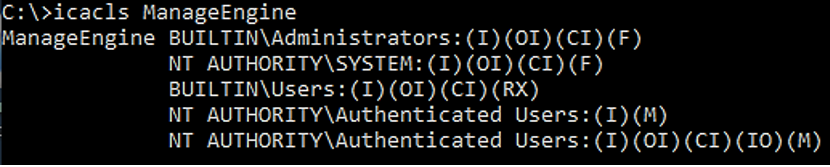 Permissions on the ManageEngine directory