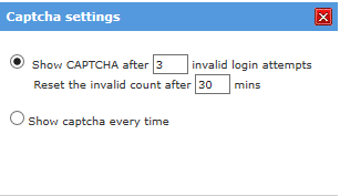 CAPTCHA configuration options