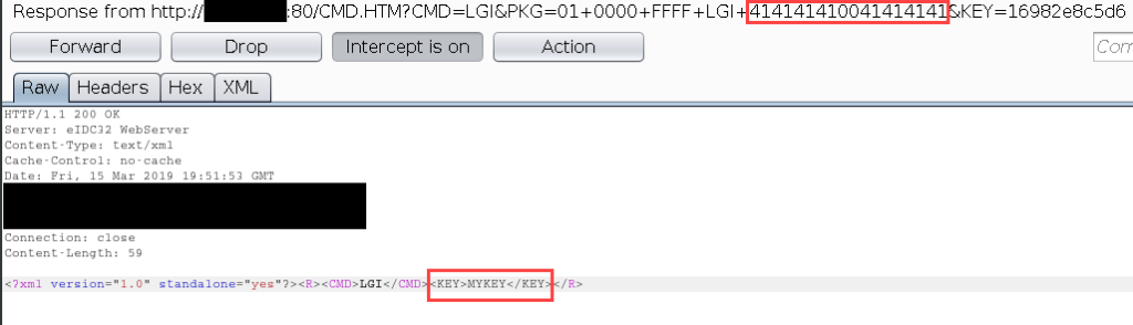 Editing the invalid login response to include MYKEY