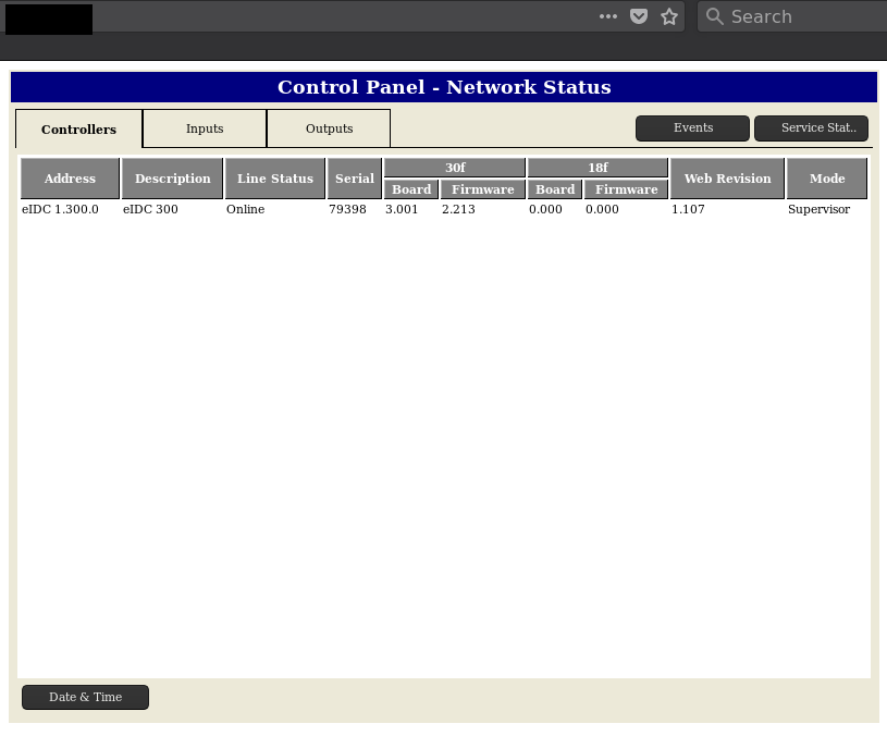Infinias system control panel after bypass